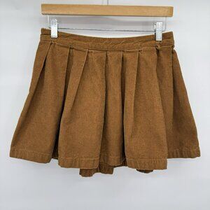 Forever 21 Corduroy Mini Skirt Sz M Brown Pleated Retro Schoolgirl